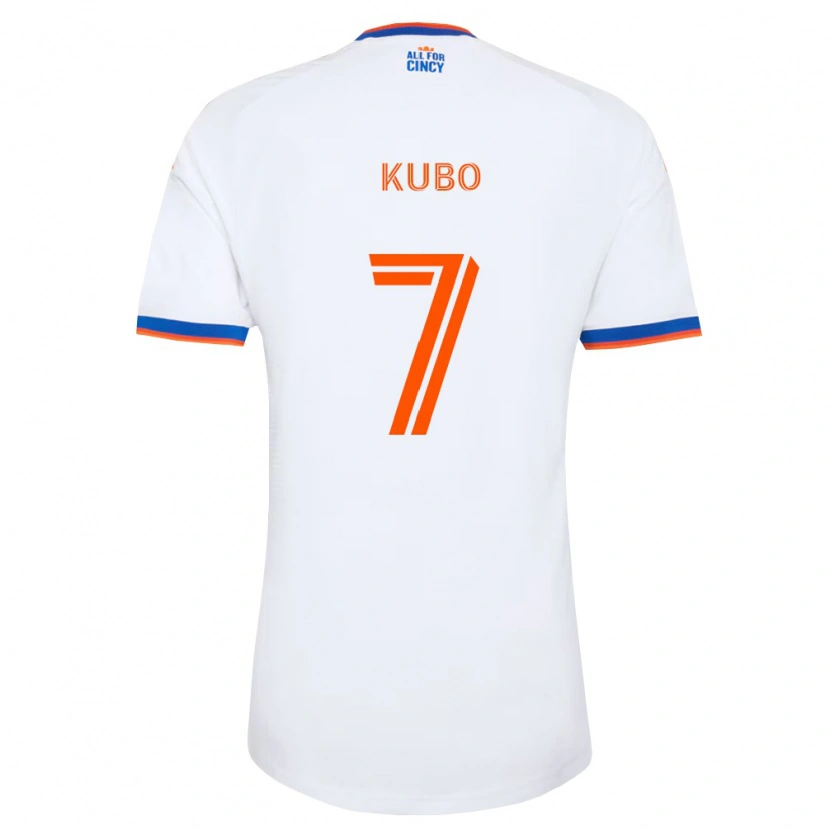 Danxen Bambino Maglia Yuya Kubo #7 Bianco Blu Navy Arancio Kit Gara Away 2026/27 Maglietta