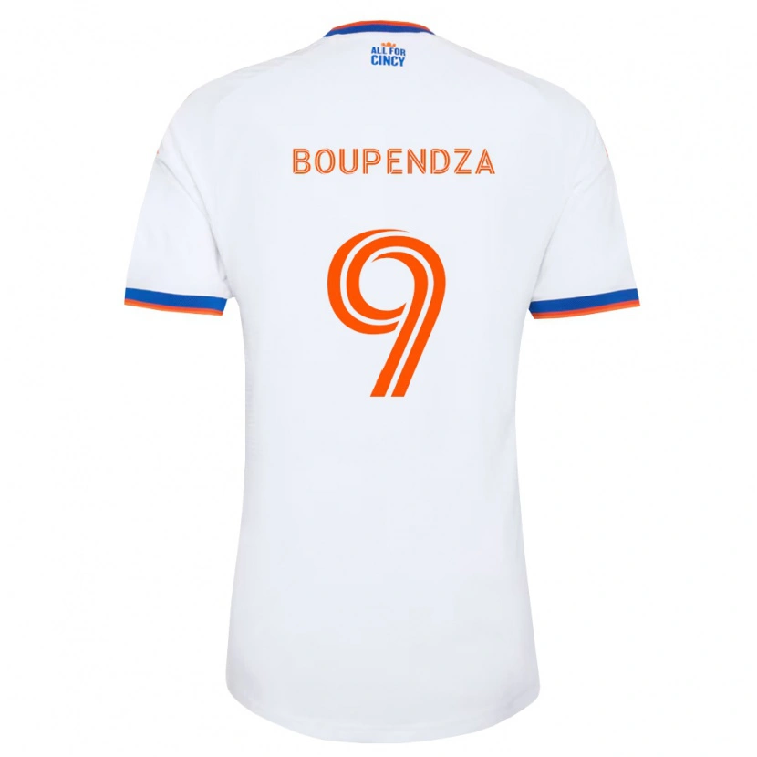 Danxen Bambino Maglia Aaron Boupendza #9 Bianco Blu Navy Arancio Kit Gara Away 2026/27 Maglietta