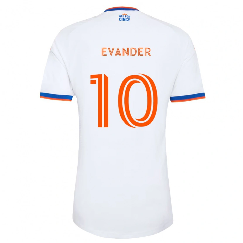 Danxen Bambino Maglia Evander Da Silva Ferreira #10 Bianco Blu Navy Arancio Kit Gara Away 2026/27 Maglietta