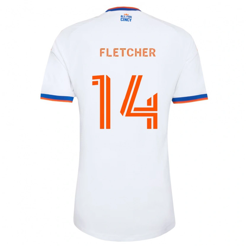 Danxen Bambino Maglia Kristian Fletcher #14 Bianco Blu Navy Arancio Kit Gara Away 2026/27 Maglietta