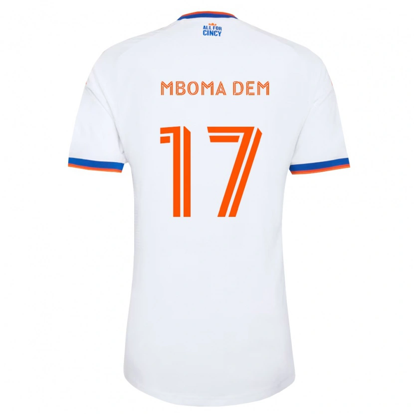 Danxen Bambino Maglia Kenji Mboma Dem #17 Bianco Blu Navy Arancio Kit Gara Away 2026/27 Maglietta