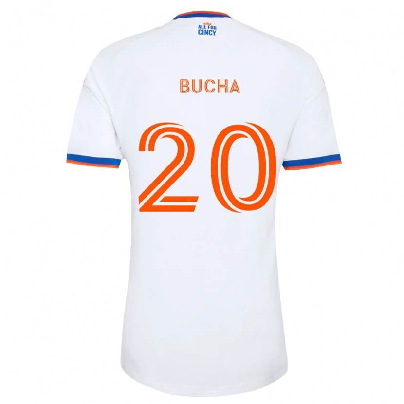 Danxen Bambino Maglia Pavel Bucha #20 Bianco Blu Navy Arancio Kit Gara Away 2026/27 Maglietta