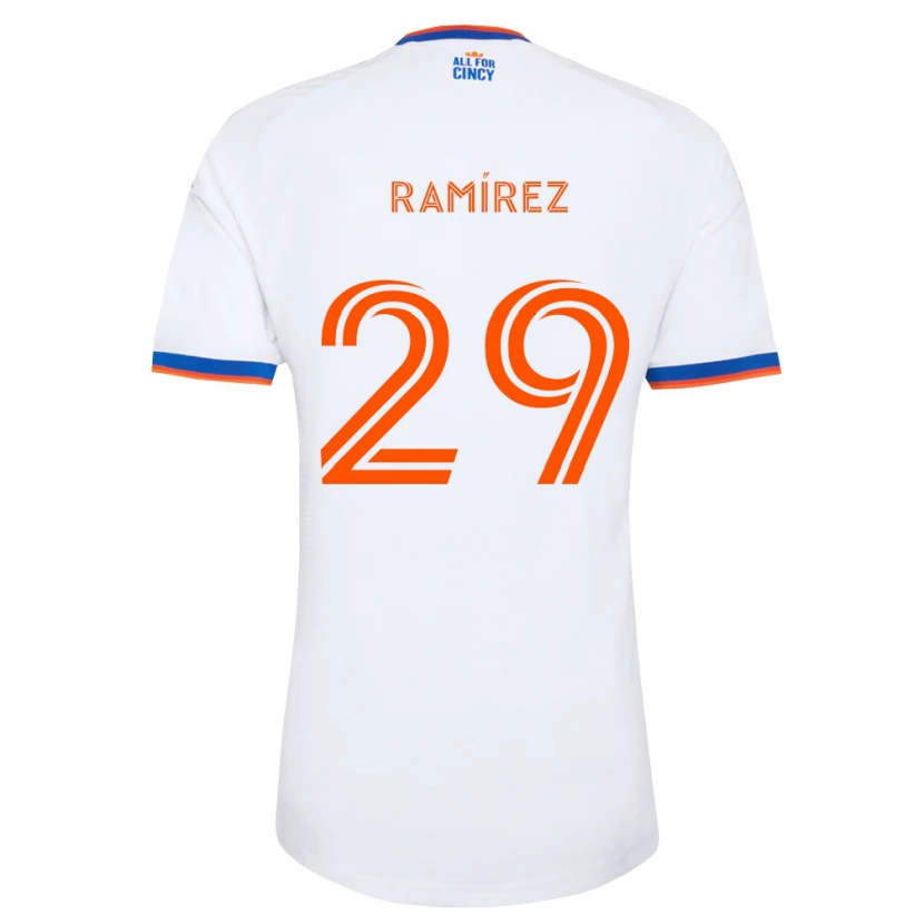 Danxen Bambino Maglia Bryan Ramírez #29 Bianco Blu Navy Arancio Kit Gara Away 2026/27 Maglietta