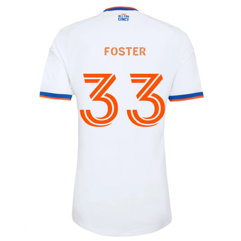 Danxen Bambino Maglia Isaiah Foster #33 Bianco Blu Navy Arancio Kit Gara Away 2026/27 Maglietta