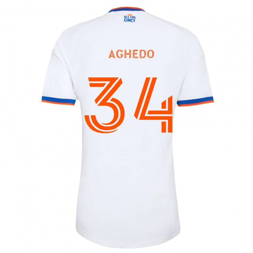 Danxen Bambino Maglia London Aghedo #34 Bianco Blu Navy Arancio Kit Gara Away 2026/27 Maglietta