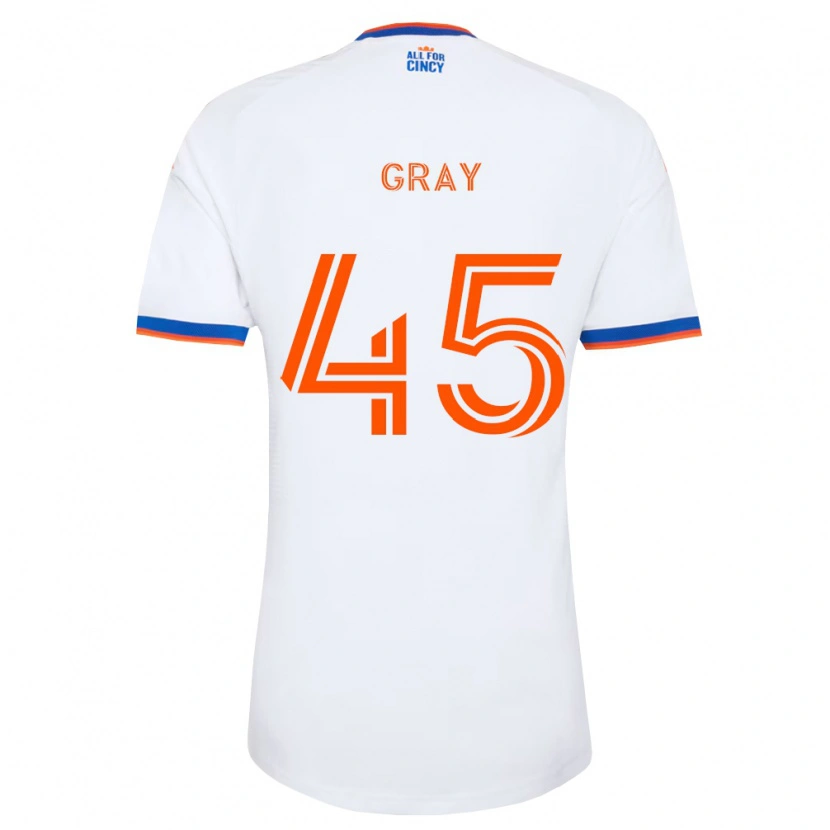 Danxen Bambino Maglia Nathan Gray #45 Bianco Blu Navy Arancio Kit Gara Away 2026/27 Maglietta