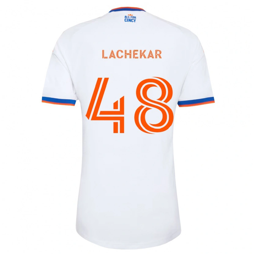Danxen Bambino Maglia Sami Lachekar #48 Bianco Blu Navy Arancio Kit Gara Away 2026/27 Maglietta