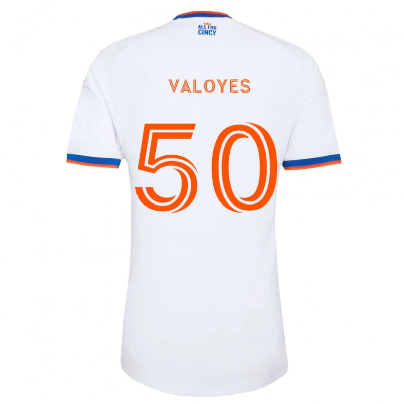 Danxen Bambino Maglia Yeiner Valoyes #50 Bianco Blu Navy Arancio Kit Gara Away 2026/27 Maglietta