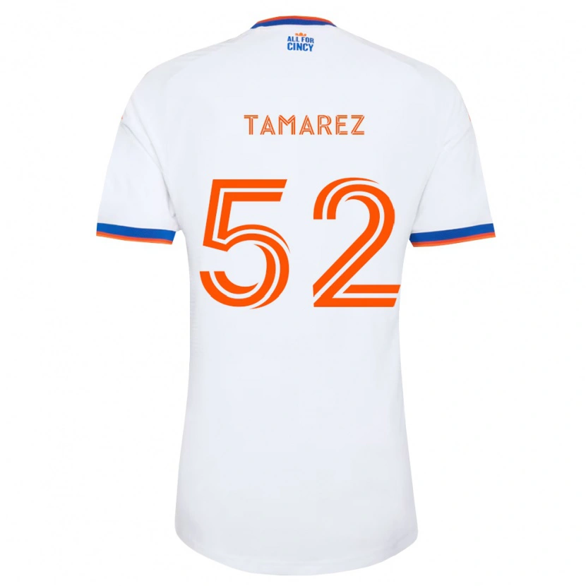 Danxen Bambino Maglia Lucas Tamarez #52 Bianco Blu Navy Arancio Kit Gara Away 2026/27 Maglietta