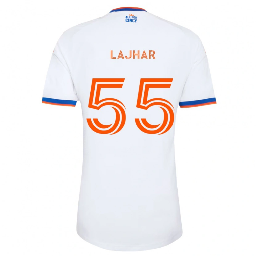 Danxen Bambino Maglia Ayoub Lajhar #55 Bianco Blu Navy Arancio Kit Gara Away 2026/27 Maglietta
