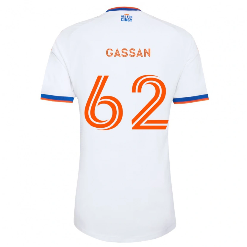 Danxen Bambino Maglia Noah Gassan #62 Bianco Blu Navy Arancio Kit Gara Away 2026/27 Maglietta
