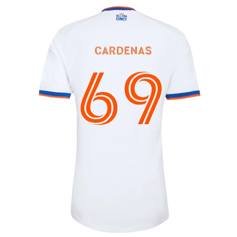 Danxen Bambino Maglia Jared Cardenas #69 Bianco Blu Navy Arancio Kit Gara Away 2026/27 Maglietta