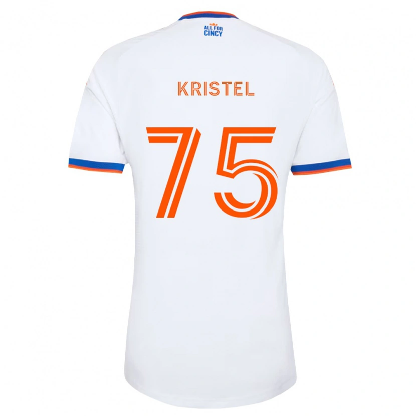 Danxen Bambino Maglia Brandon Kristel #75 Bianco Blu Navy Arancio Kit Gara Away 2026/27 Maglietta
