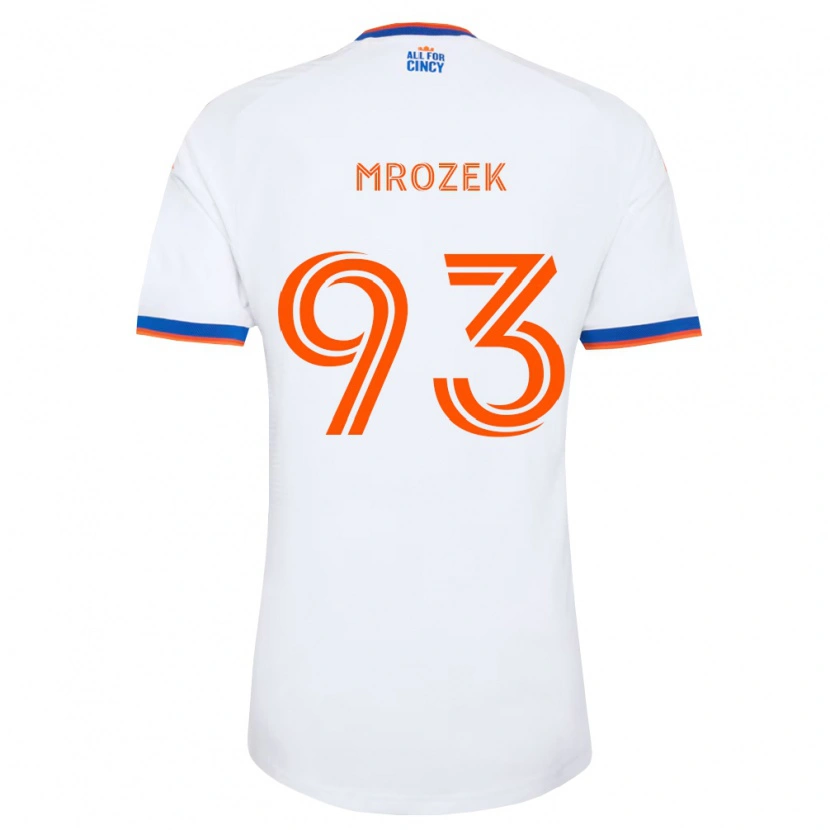 Danxen Bambino Maglia Fabian Mrozek #93 Bianco Blu Navy Arancio Kit Gara Away 2026/27 Maglietta