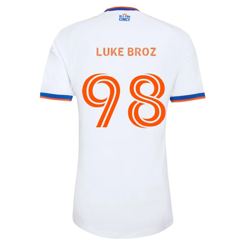 Danxen Bambino Maglia Luke Broz #98 Bianco Blu Navy Arancio Kit Gara Away 2026/27 Maglietta