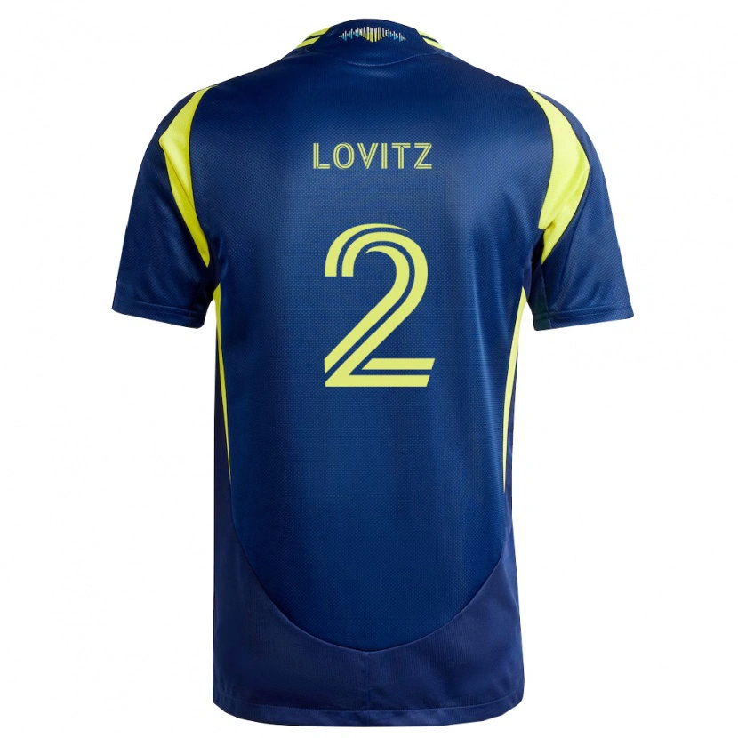 Danxen Bambino Maglia Daniel Lovitz #2 Giallo Blu Navy Kit Gara Away 2026/27 Maglietta