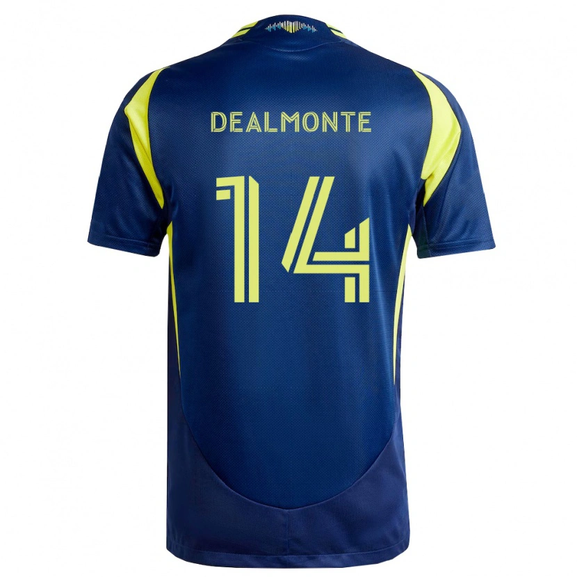 Danxen Bambino Maglia Charly Dealmonte #14 Giallo Blu Navy Kit Gara Away 2026/27 Maglietta