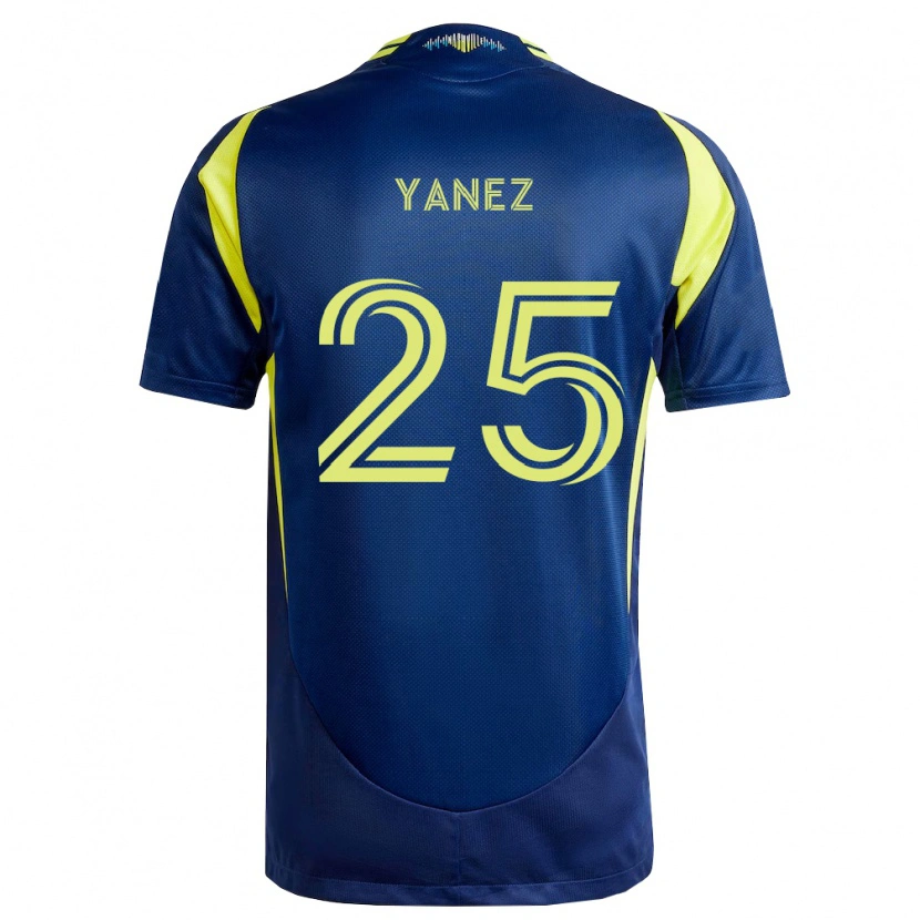 Danxen Bambino Maglia Zidane Yáñez #25 Giallo Blu Navy Kit Gara Away 2026/27 Maglietta