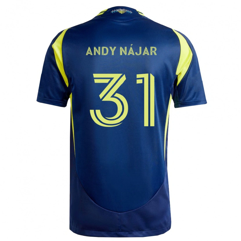 Danxen Bambino Maglia Andy Nájar #31 Giallo Blu Navy Kit Gara Away 2026/27 Maglietta