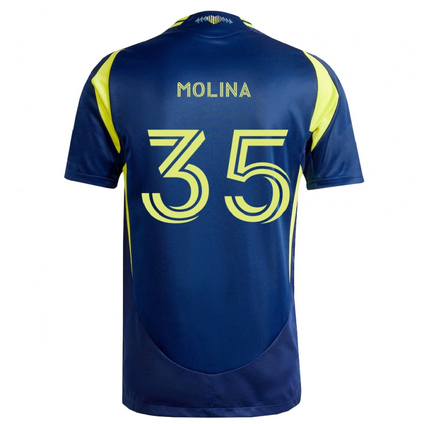 Danxen Bambino Maglia Malachi Molina #35 Giallo Blu Navy Kit Gara Away 2026/27 Maglietta