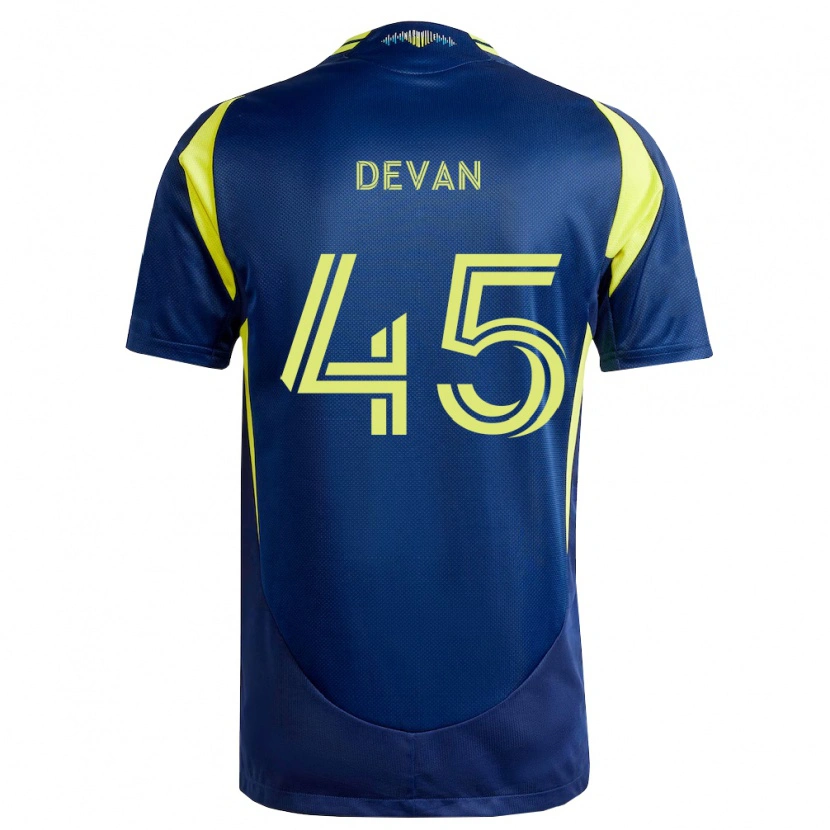 Danxen Bambino Maglia Liam Devan #45 Giallo Blu Navy Kit Gara Away 2026/27 Maglietta