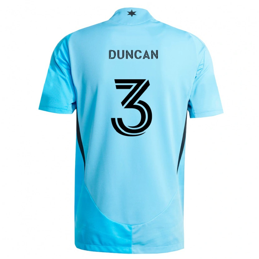 Danxen Bambino Maglia Kyle Duncan #3 Azzurro Chiaro Nero Kit Gara Away 2026/27 Maglietta