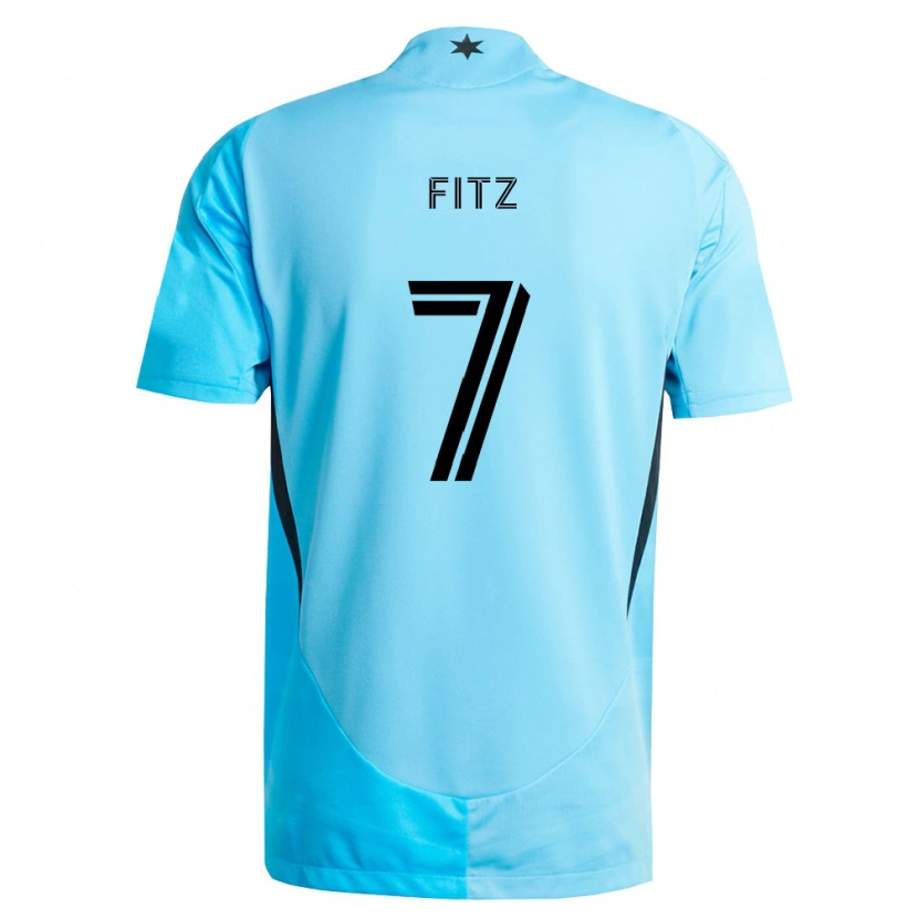 Danxen Bambino Maglia Dominik Fitz #7 Azzurro Chiaro Nero Kit Gara Away 2026/27 Maglietta