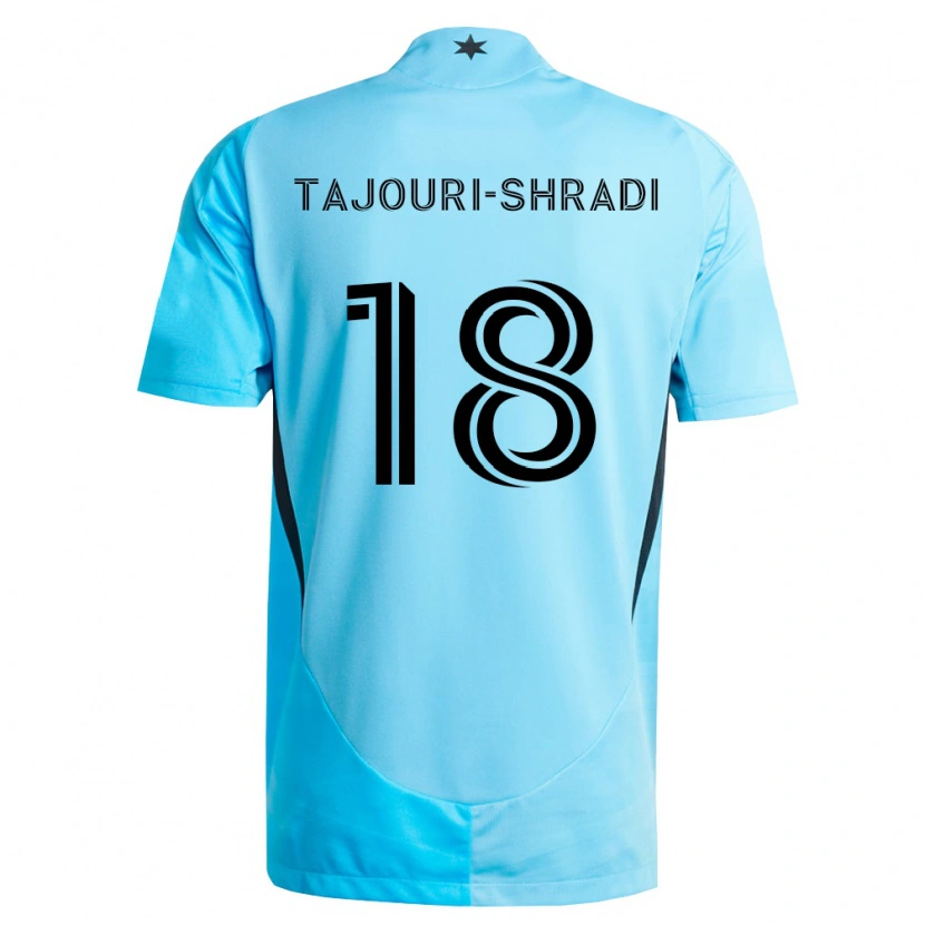 Danxen Bambino Maglia Ismael Tajouri-Shradi #18 Azzurro Chiaro Nero Kit Gara Away 2026/27 Maglietta