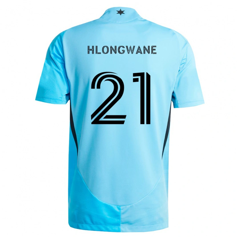 Danxen Bambino Maglia Bongokuhle Hlongwane #21 Azzurro Chiaro Nero Kit Gara Away 2026/27 Maglietta