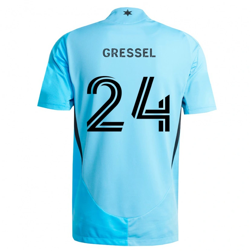 Danxen Bambino Maglia Julian Gressel #24 Azzurro Chiaro Nero Kit Gara Away 2026/27 Maglietta