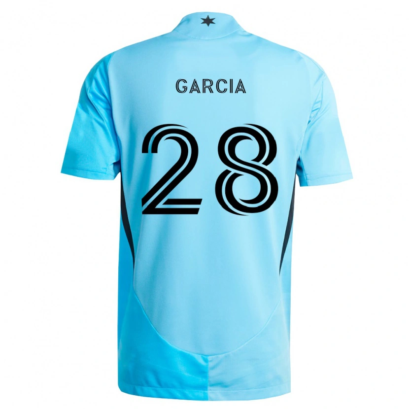 Danxen Bambino Maglia Mender García #28 Azzurro Chiaro Nero Kit Gara Away 2026/27 Maglietta