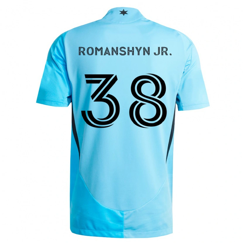Danxen Bambino Maglia Kage Romanshyn Jr. #38 Azzurro Chiaro Nero Kit Gara Away 2026/27 Maglietta