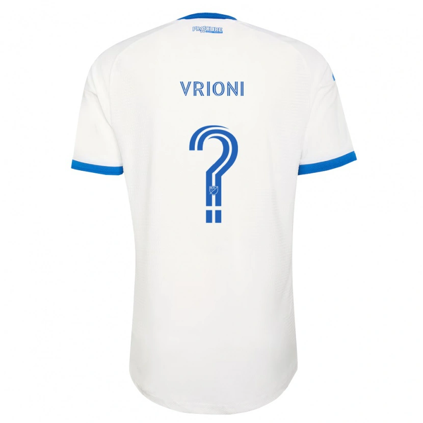 Danxen Bambino Maglia Giacomo Vrioni #0 Azzurro Bianco Kit Gara Away 2026/27 Maglietta