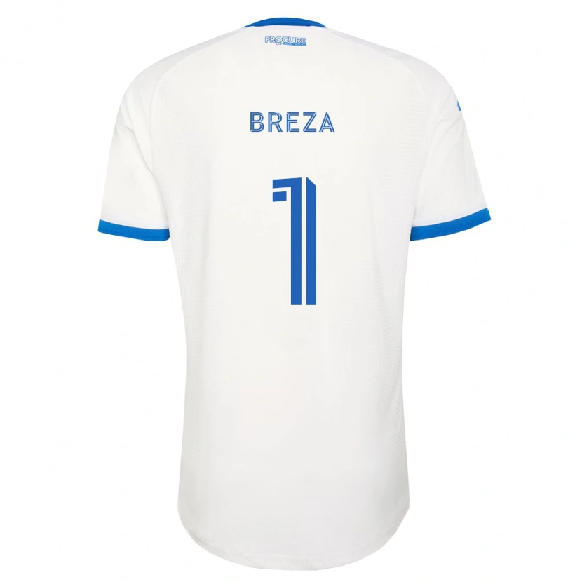 Danxen Bambino Maglia Sébastian Breza #1 Azzurro Bianco Kit Gara Away 2026/27 Maglietta