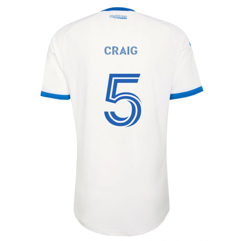 Danxen Bambino Maglia Brandan Craig #5 Azzurro Bianco Kit Gara Away 2026/27 Maglietta