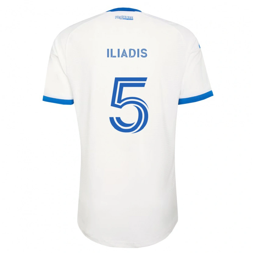Danxen Bambino Maglia Ilias Iliadis #5 Azzurro Bianco Kit Gara Away 2026/27 Maglietta