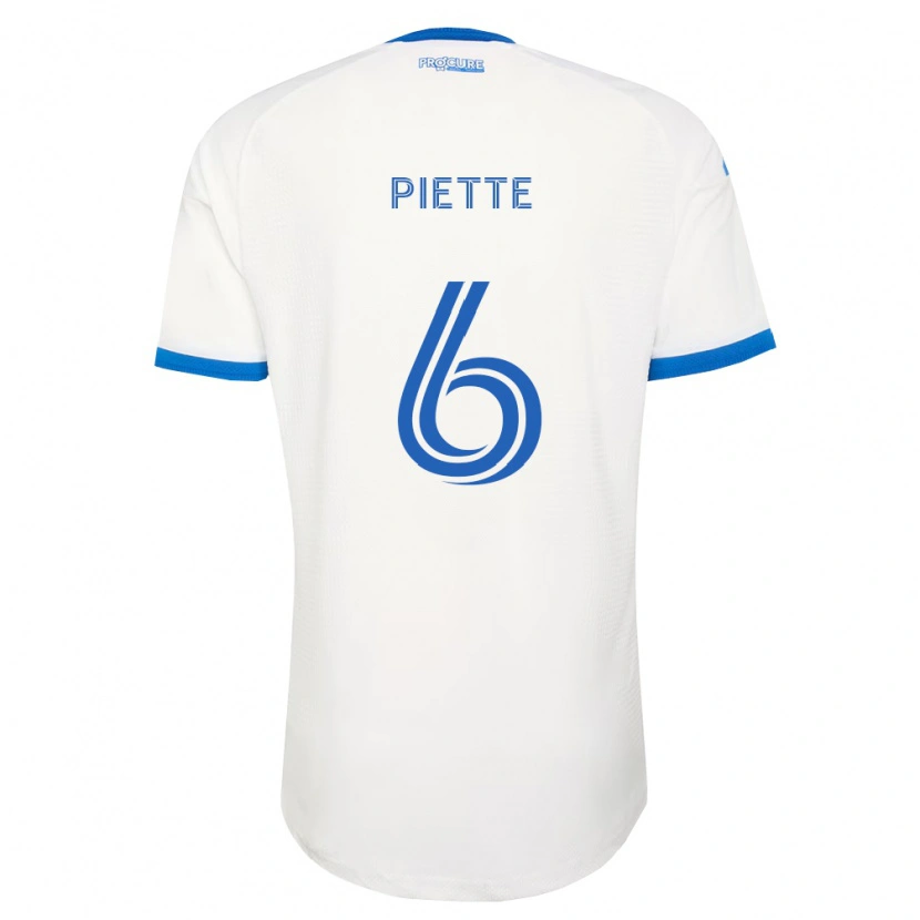 Danxen Bambino Maglia Samuel Piette #6 Azzurro Bianco Kit Gara Away 2026/27 Maglietta