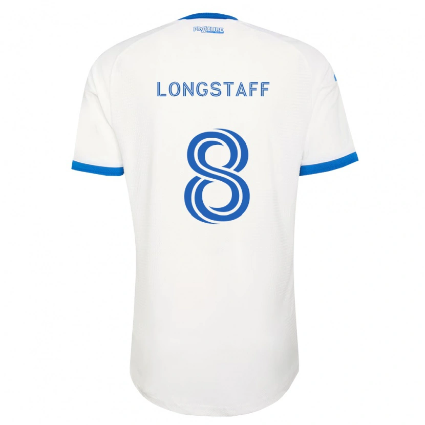 Danxen Bambino Maglia Matty Longstaff #8 Azzurro Bianco Kit Gara Away 2026/27 Maglietta