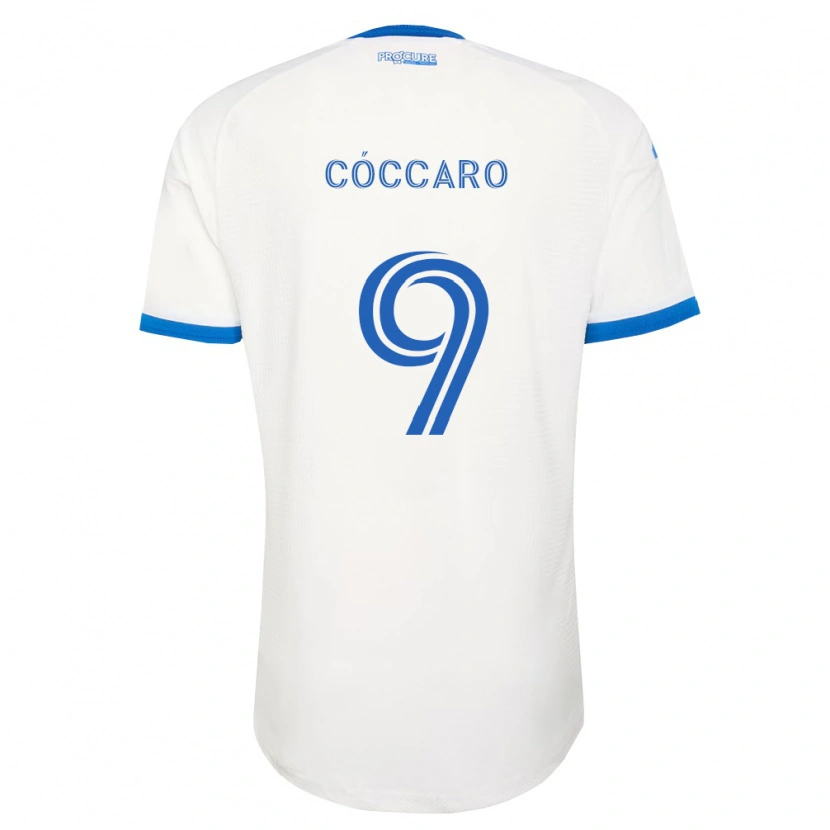 Danxen Bambino Maglia Matías Cóccaro #9 Azzurro Bianco Kit Gara Away 2026/27 Maglietta