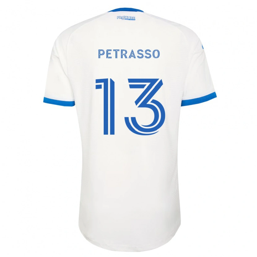 Danxen Bambino Maglia Luca Petrasso #13 Azzurro Bianco Kit Gara Away 2026/27 Maglietta