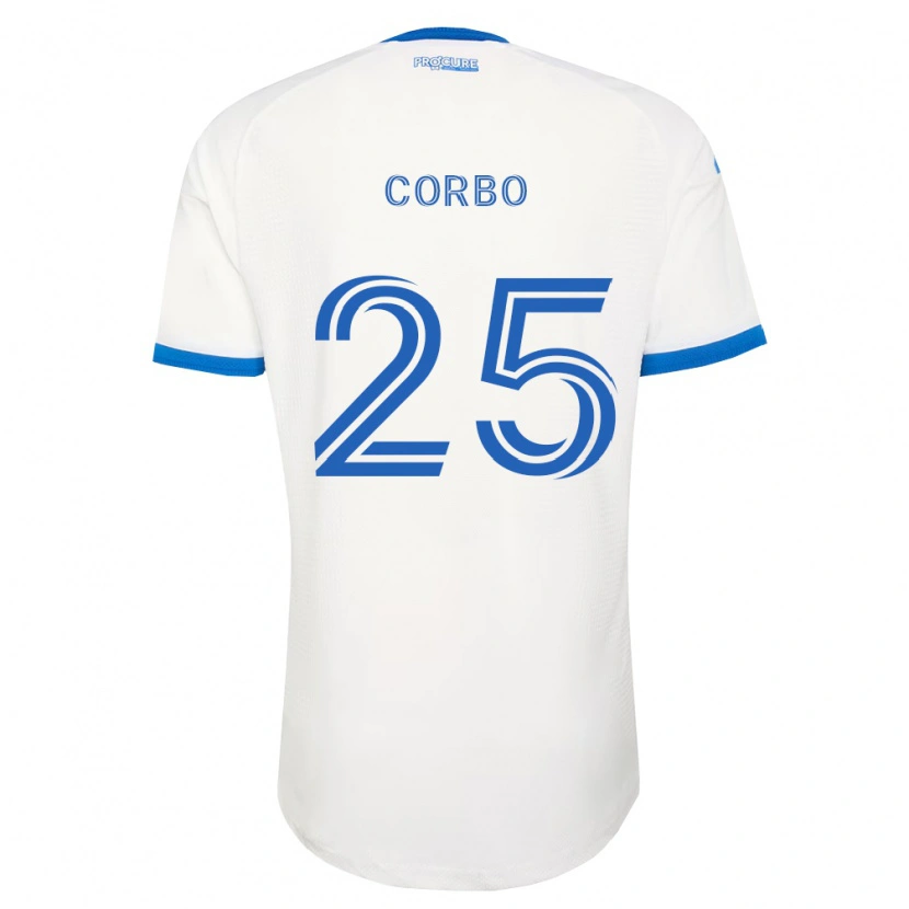 Danxen Bambino Maglia Gabriele Corbo #25 Azzurro Bianco Kit Gara Away 2026/27 Maglietta
