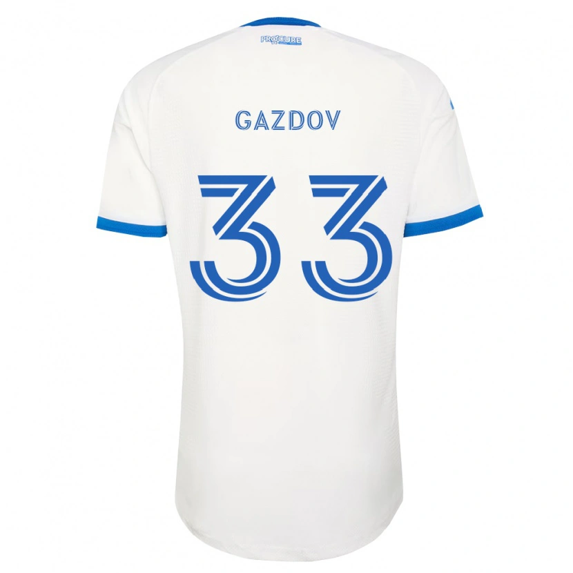 Danxen Bambino Maglia Emil Gazdov #33 Azzurro Bianco Kit Gara Away 2026/27 Maglietta