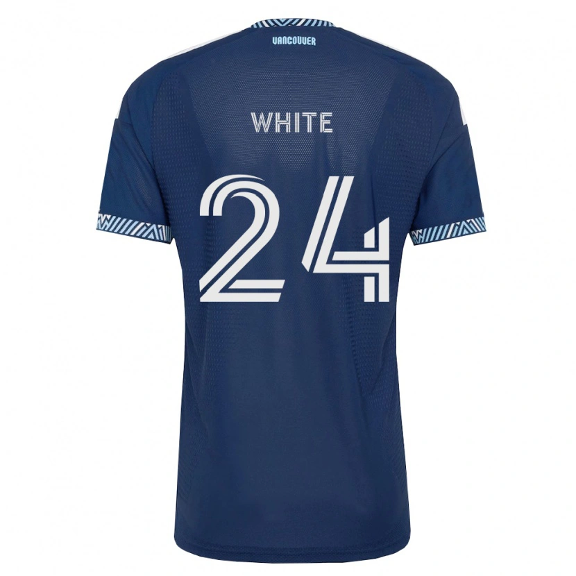 Danxen Bambino Maglia Brian White #24 Blu Scuro Bianco Kit Gara Away 2026/27 Maglietta