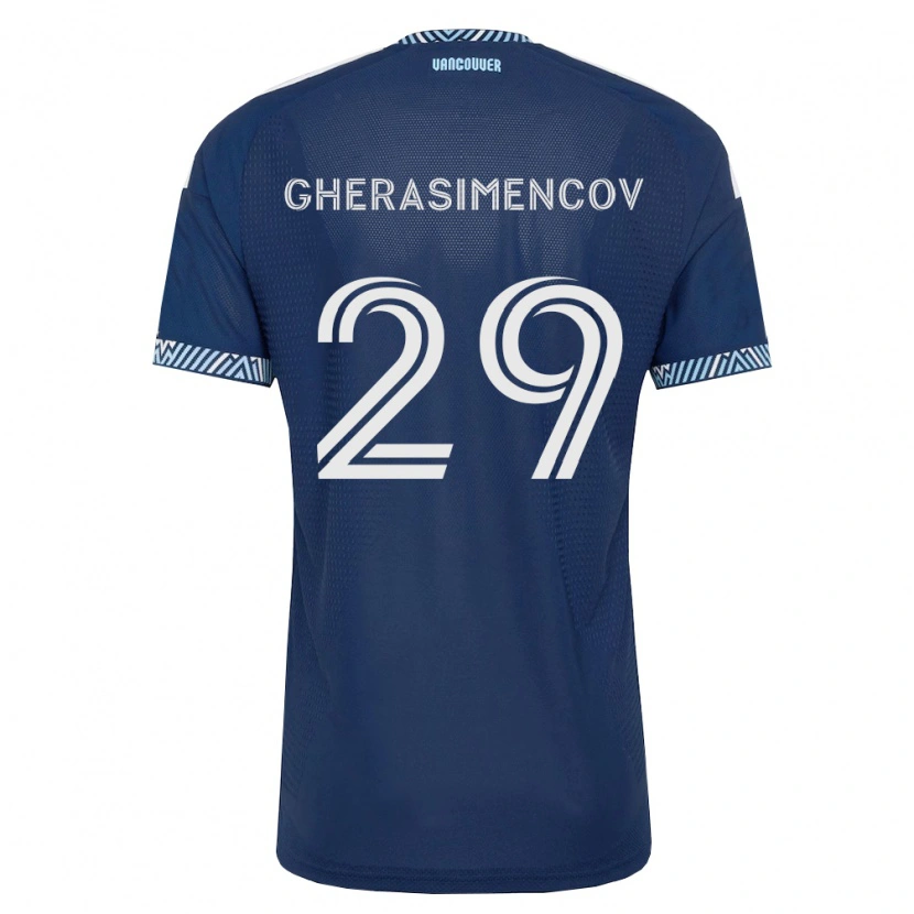 Danxen Bambino Maglia Mihail Gherasimencov #29 Blu Scuro Bianco Kit Gara Away 2026/27 Maglietta