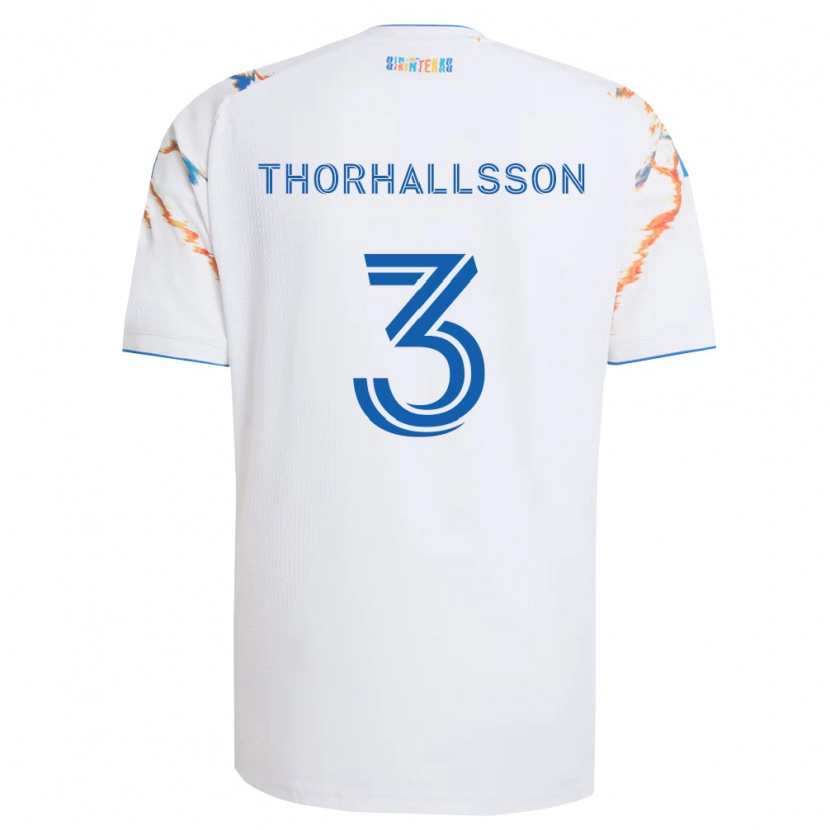 Danxen Bambino Maglia Dagur Dan Thórhallsson #3 Bianco Arancio Blu Kit Gara Away 2026/27 Maglietta