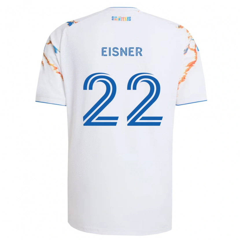 Danxen Bambino Maglia Wilson Eisner #22 Bianco Arancio Blu Kit Gara Away 2026/27 Maglietta