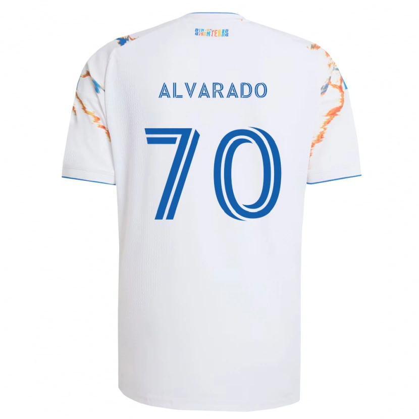 Danxen Bambino Maglia Alejandro Alvarado #70 Bianco Arancio Blu Kit Gara Away 2026/27 Maglietta