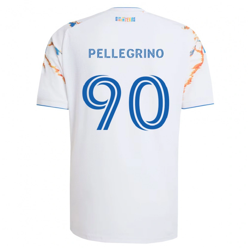 Danxen Bambino Maglia Amahl Pellegrino #90 Bianco Arancio Blu Kit Gara Away 2026/27 Maglietta