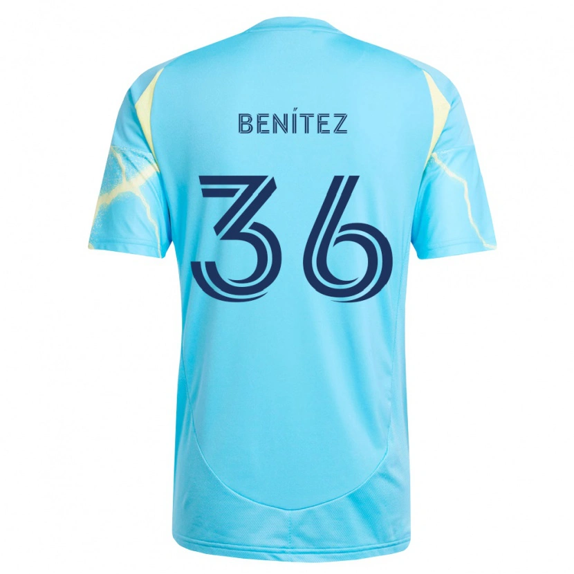 Danxen Bambino Maglia Óscar Benítez #36 Azzurro Chiaro Nero Giallo Chiaro Kit Gara Away 2026/27 Maglietta