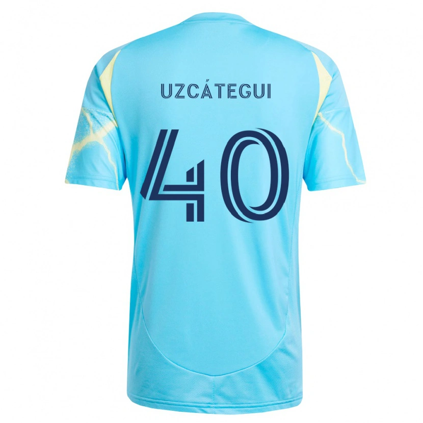 Danxen Bambino Maglia Rafael Uzcátegui #40 Azzurro Chiaro Nero Giallo Chiaro Kit Gara Away 2026/27 Maglietta